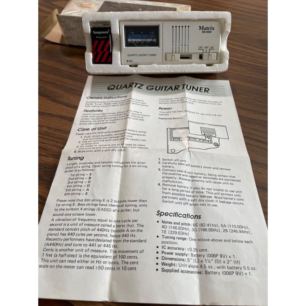 Matrix SR-1000 battery operated quartz guitar tuner vintage